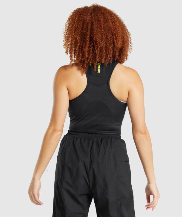 Damske Tielko Gymshark Pulse Crop Čierne | ZA9528341